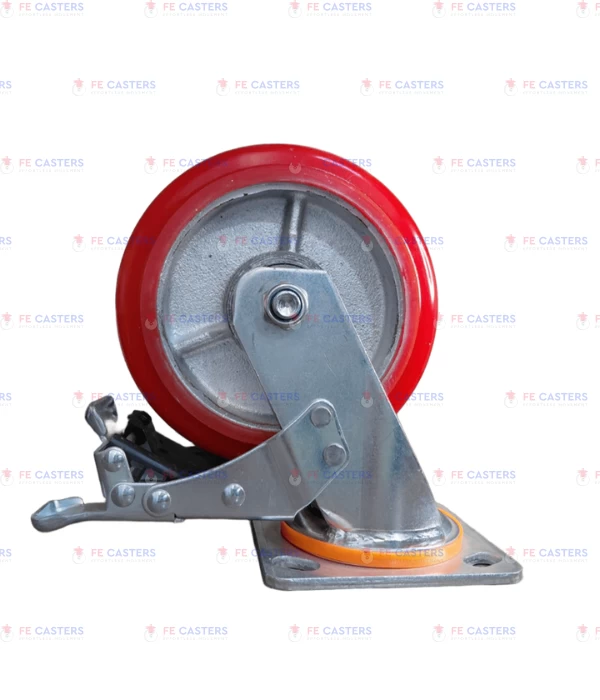 ci pu 6 inch brake SUPER HEAVY DUTY CI PU CASTERS