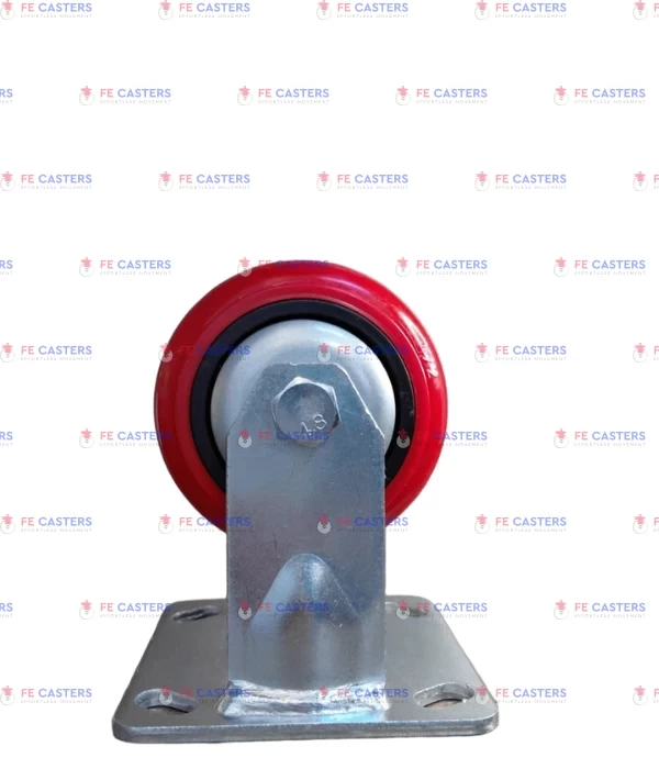 red pu 4 x 2 fixed HEAVY DUTY CASTERS