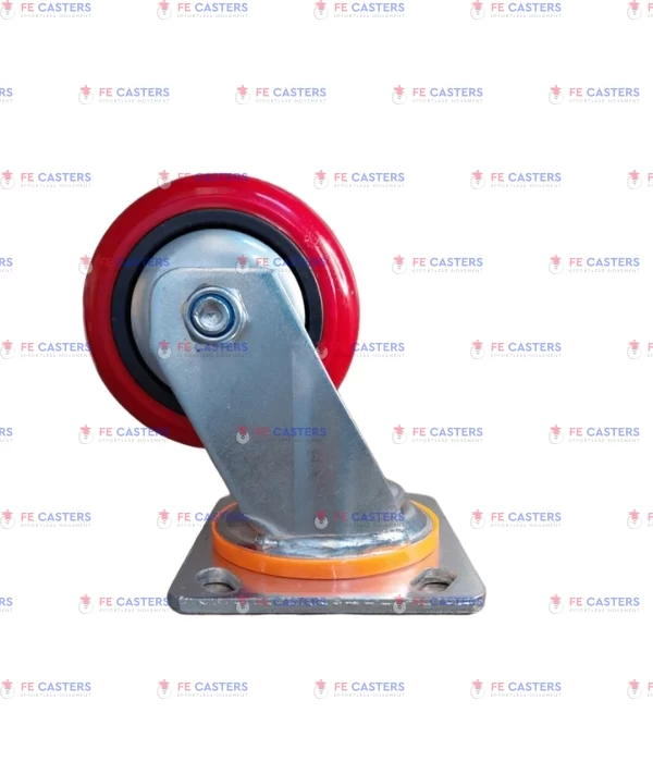 red pu 4 x 2 swivel HEAVY DUTY CASTERS