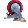 red pu 6 x 2 brake HEAVY DUTY CASTERS