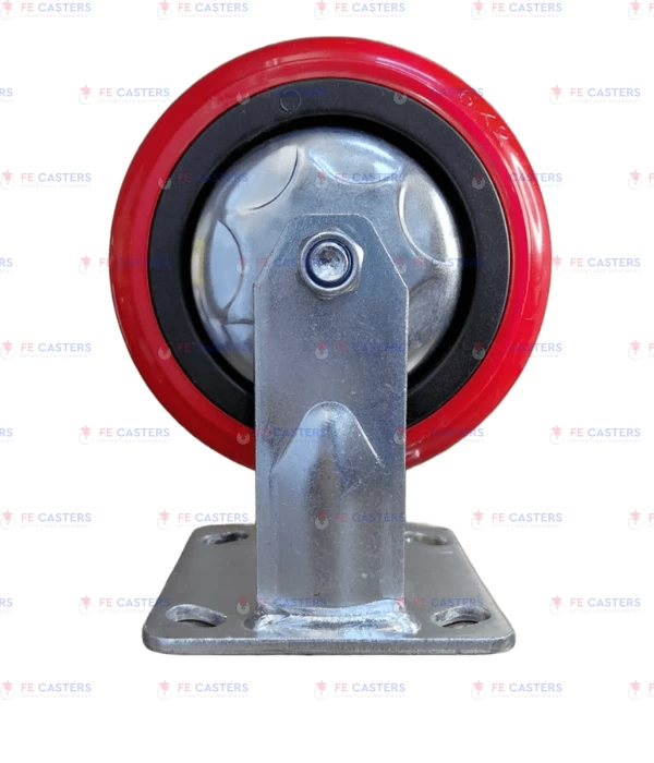 red pu 6 x 2 fixed HEAVY DUTY CASTERS