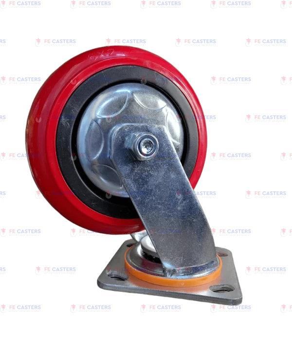 red pu 6 x 2 swivel HEAVY DUTY CASTERS
